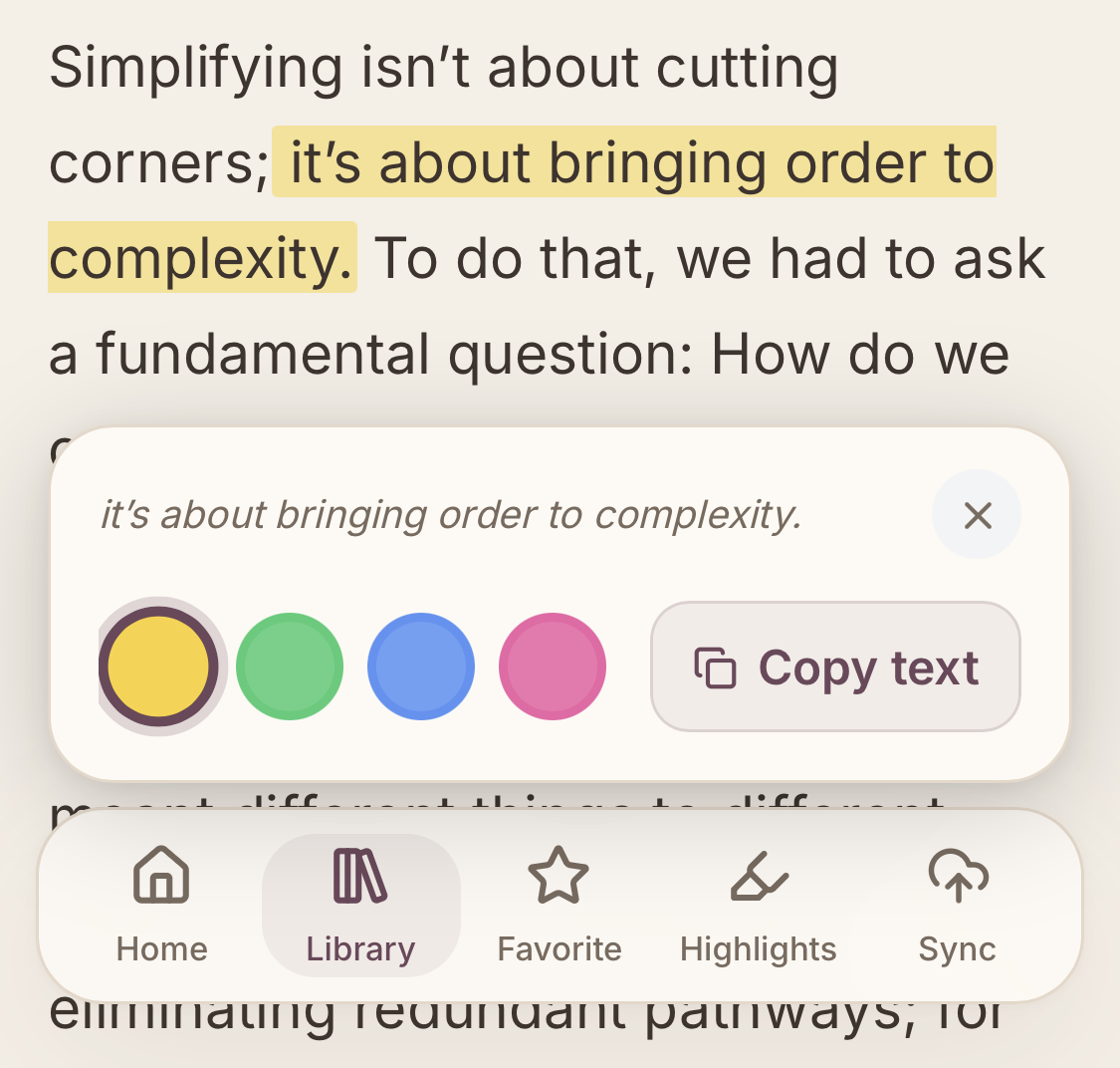 Highlighting text and copying a note in Oakamo